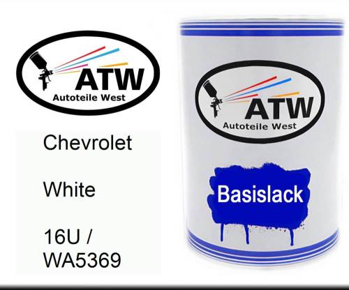 Chevrolet, White, 16U / WA5369: 500ml Lackdose, von ATW Autoteile West.